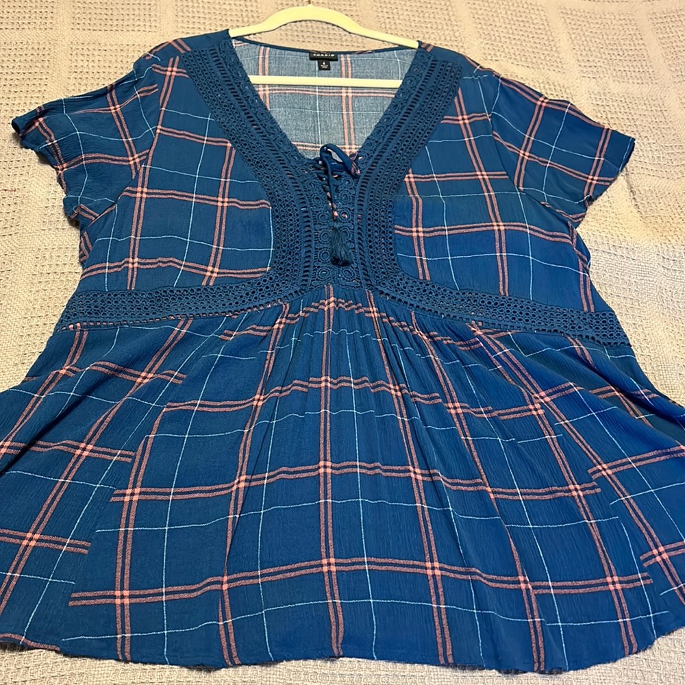 Torrid Plaid Babydoll Top 4x-DONATED
